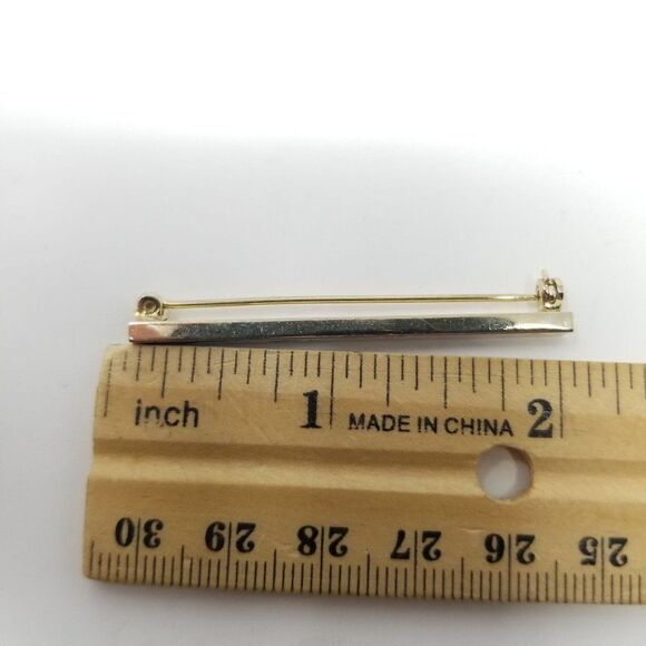 Vintage Etched Gold Tone Rectangular Bar Brooch, Lapel Pin, Estate - Picture 4 of 5